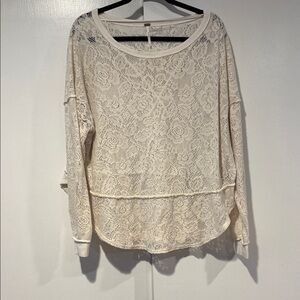 Free People Cream Lace Blouse